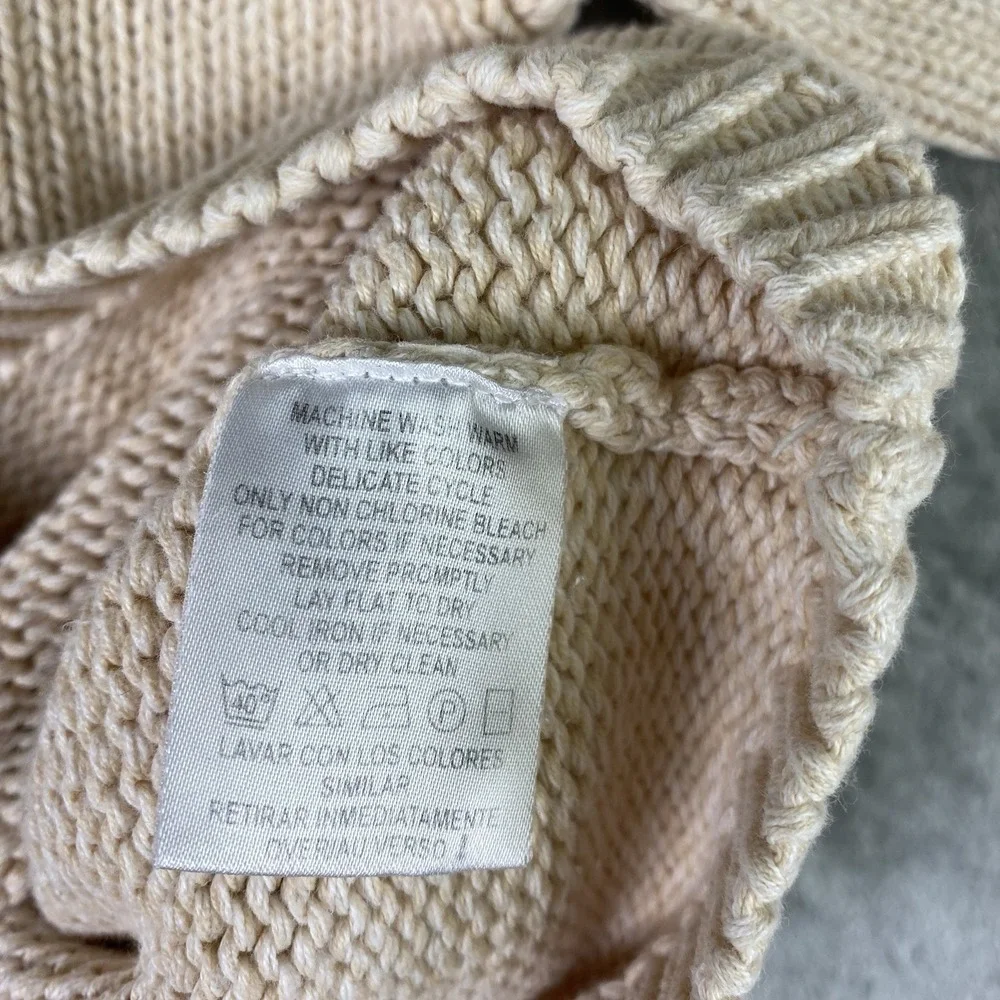 Vtg Liz Claiborne Sweater Womens S Cream Half Zip Collared Pockets Coastal 90s - Picture 7 of 12